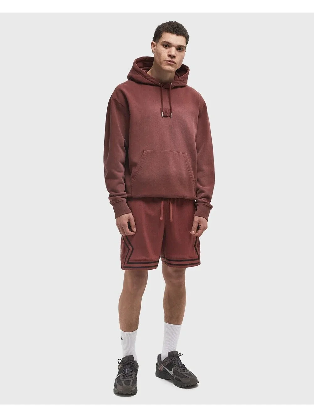 Size M - Jordan Flight Fleece Pullover Hoodie Dark Pony Red FV7249-231
